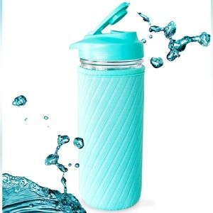 Masontops Glass & Turquoise Neoprene Water Bottle
